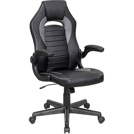 Global Industrial Racing/Gaming Chair, Mid Back, Synthetic Leather, Black/Gray 695854GY